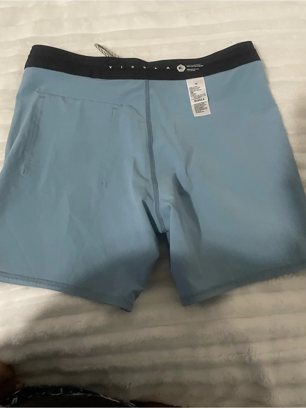 Vissla Pale Blue Elastic-Waist Swim Shorts